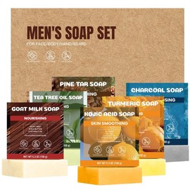Rinse & Robust Mens Bar Soap Bath Gift Sets for Cleansing & Nourishing & Smoothing, 5.3oz | 6 Pack