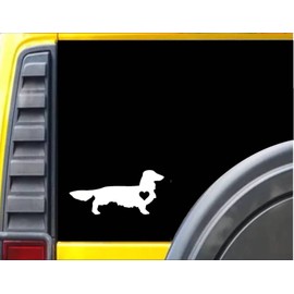 EZ-STIK Longhair Dachshund Little Heart Decal 6" Wide StickerJ617