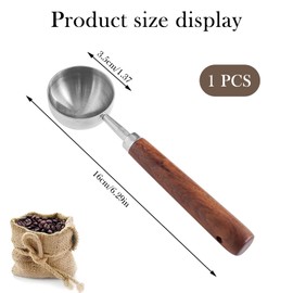 15ml Coffee Measuring Scoop Spoon, Coffee Scoop, Coffee Spoon, Coffee Scoop for Ground Coffee, Tablespoon with Nature Walnut Handle, Stainless Steel Coffee Bean Scoop for Ground Coffee