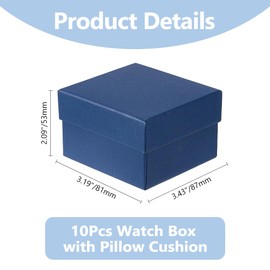 DICOSMETIC 10pcs Jewelry Gift Box Paper Jewelry Box Small Gift Box Square Prussian Blue Cardboard Gift Wrapping with Pillow Inside for Bracelet Watch Gifts 3.43-3.46x3.19-3.23x2.09 inch