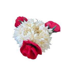 Generic Mogra And Rose Gajra Hair Accessories Hair Gajra White (Pack of 1) Hair Accessory Set (Red, White)
