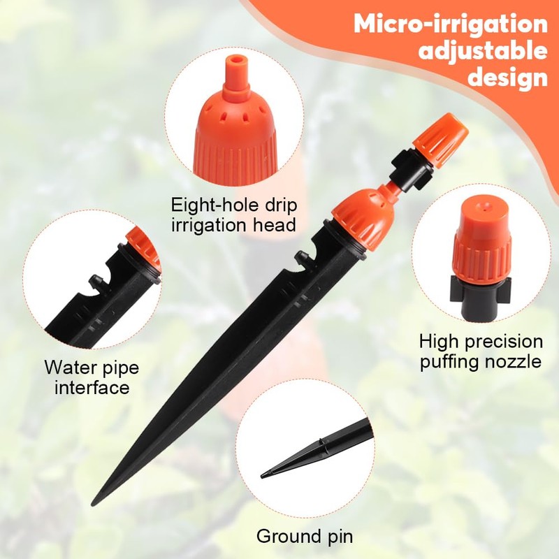 mizikuu 20 Stück Tropfstrahler Wasserbewässerungstropfer, Einstellbare Bewässerungstropfer 360-Grad-Wasserdurchfluss-Tropfbewässerungssystem für Landschaft,