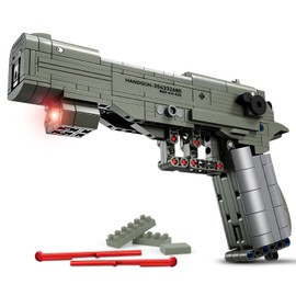 Finger Rock Gun Building Blocks Sets, 1:1 Simulation Shooting Toy M92F Pistol Model Building Kit, Rifle Weapon Collectible Gift for Military Enthusiasts, Adults Kids 14+ (360 pcs)