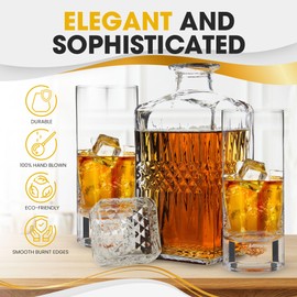 BERKWARE Luxurious Highball Glasses - Elegant Cocktail Glasses & Tom Collins Glasses with Gold Flake Design, 8.5oz (Set of 6)