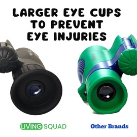 Living Squad - Prismáticos para niños 8 x 21 Pulgadas, Color Negro, para niños de 3 a 12 años, a Prueba de Golpes, para niños con óptica de Alta resolución, Funda, Correa para el Cuello