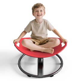 pozoera Spinning Chair for Autistic Kids - Sensory Spinning Chair for Autistic Children with Safety Handle & Non-Slip Design, Sensory Swivel Chairs for Kids 3-12 Years(Red)