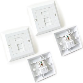 2x Single Port CAT6 IDC Wall Outlet Face Plate - 1 Way RJ45 Network Ethernet Socket - Loops