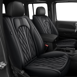 AOMSAZTO Seat Covers Fit for Jeep Gladiator 2020-2024 2025 Breathable Leather Truck Seat Covers Full Set (Black)