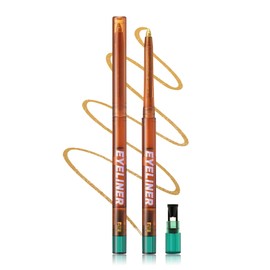 Bronze Shimmer Eyeliner Pencil Gel, Sharpenable Multi-Use Metallic Multichrome Colored Eye Liner Pen, Waterproof Smudge Proof, Long Wear Smooth Shimmer Eyeshadow Pencil Makeup, Delineador De Ojos-04