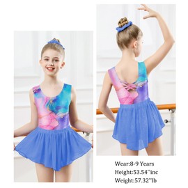 ACOCOPY Girls Gymnastics Leotards Sparkle Quick Dry One Piece Tumbling Class Bodysuits Shiny Purple Marble Gym Outfits Set
