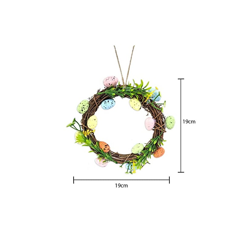 3 x Rustic Wooden Easter Egg Door Hanging Wreaths (19cm