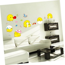 TEHAUX Cute Chick Removable Wall Stickers for Home Decor Cartoon Style Easy to Apply for Living Room and Kitchen Yellow Color