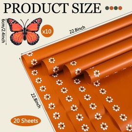 Fullhawl Mexican Barro Bouquet Wrap Set Include 20 Sheet Mexican Flower Wrapping Paper 10 Paper Monarch Butterfly Floral Gift Wrap for Graduation Wedding Birthday