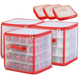 infactory Christmas Decoration Boxes: Set of 3 Storage Boxes for 64 Christmas Tree Baubles up to 6 cm, Carry Handles (Christmas Storage Boxes, Christmas Tree Bauble Storages)