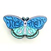 They/Them Pronouns Cute Blue Butterfly Metal Pin Badge