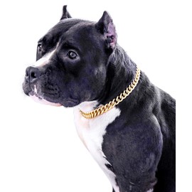 Gold Chain Dog Collar-15mm Cute Dog Collar Pet Gold Necklace Bulldog Light Metal Puppy Jewelry 11" Chain Puppy Costume
