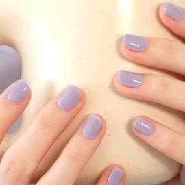 WAFOLOZE Light Purple Press on Nails Short, 24pcs Nails Press on Solid Colour Square Fake/False Nails with Press ons Designs Acrylic Press on Nails Gloss Artificial Nails Stick on Nails for Women