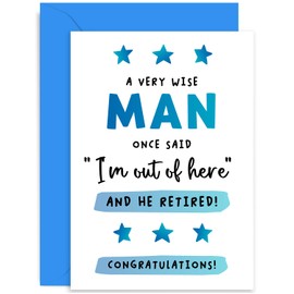 Old English Co. Funny Retirement Card for Male Colleague - 'A Wise Man' Hilarious Leaving Farewell Card for Work Bestie Coworker - Good Luck from Team Card | Blank Inside
