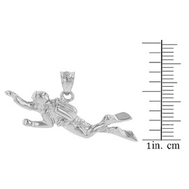 925 Sterling Silver 3D Scuba Diver Diving Frogmen Charm Pendant