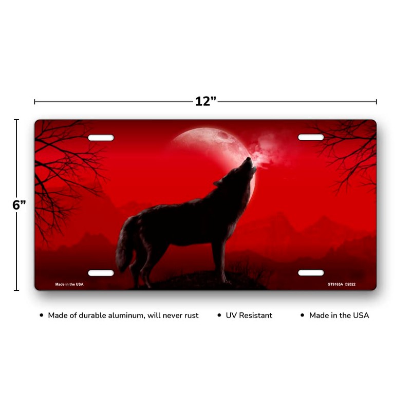 Howling Wolf on Red License Plate