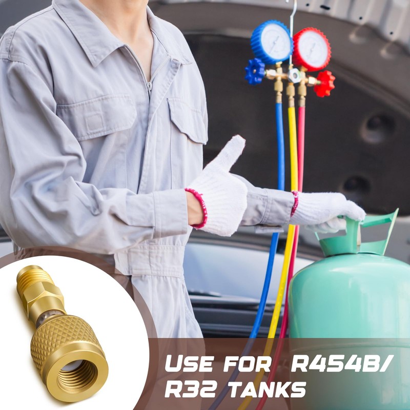 Otoolling 2 Pcs A2L R454B R32 Refrigerant Brass Adapter 1/4"