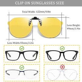FRAZALA Clip On Night Driving Glasses for Men Women, Flip Up Metal Clip UV400 TAC Polarized Lens (Yellow)