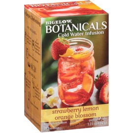 Bigelow Botanicals Cold Water Infusion Strawberry Lemon Orange Blossom Herbal Tea, Caffeine Free Tea with Strawberry, Lemon and Orange Flavor, 18 Count Box (Pack of 6), 108 Total Tea Bags