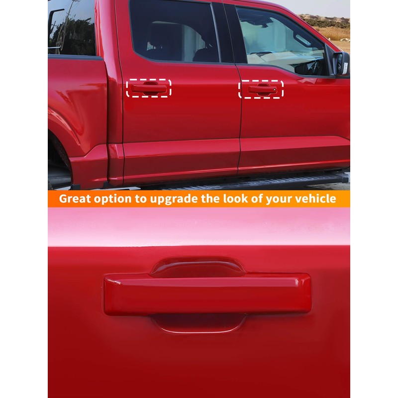 Savadicar 4-Piece Red Door Handle Cover Trim Set for 2021-Present