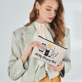 Kabeltasche Organizer, Lustige Make Up Tasche „All My Charging“, Doppelseitige Kosmetiktasche Kabel Organizer Tasche für Reisen, Reißverschlusstasche Schminktasche Damen für Kabel Makeup