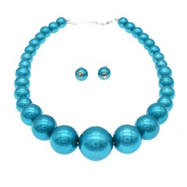 Collar de perlas para mujer, 5 capas de perlas de imitación, collar y pendientes, Perla de imitación., Perla de imitación,