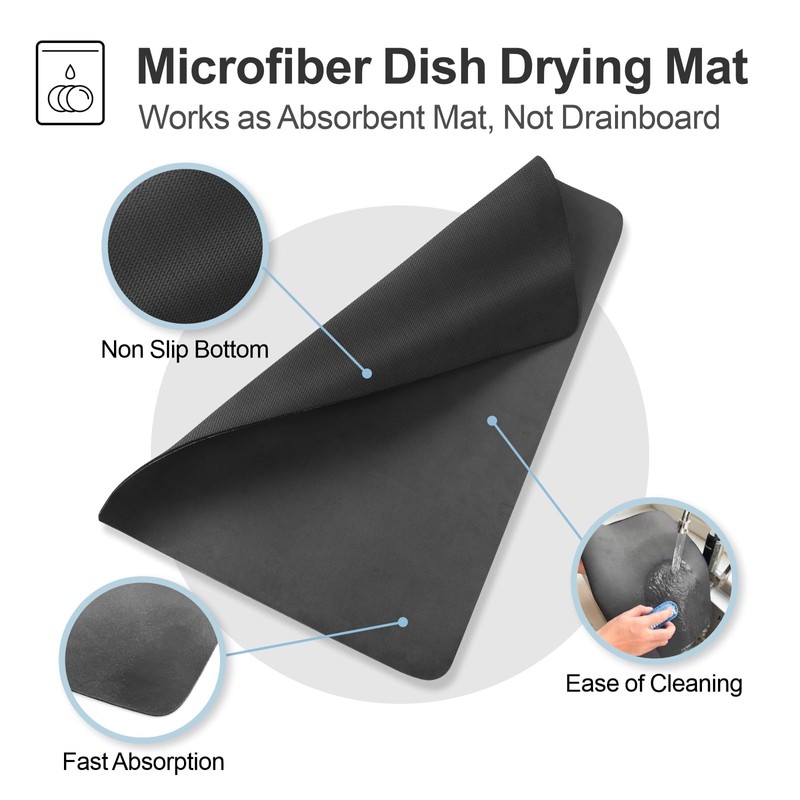 GSlife Large Capacity Expandable Dish Drying Rack with Absorbent Mat,