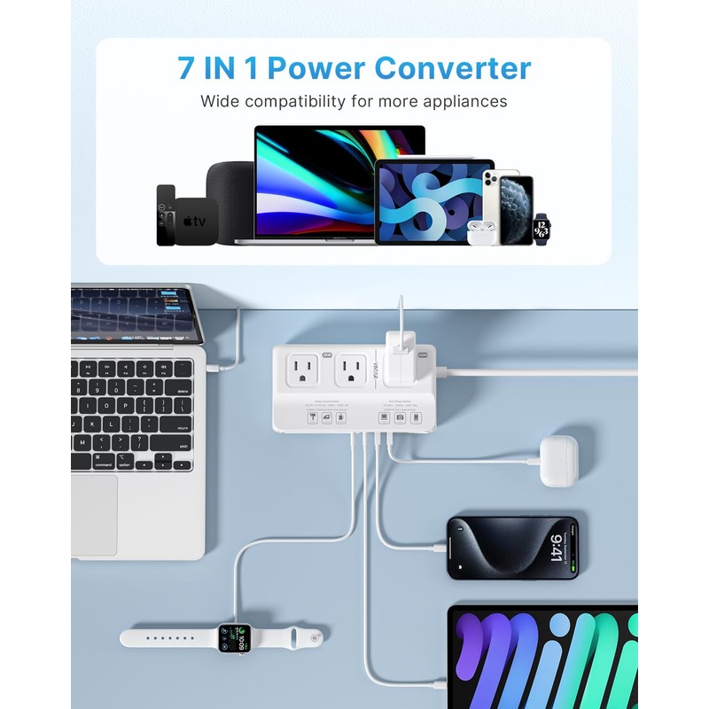 220V to 110V Voltage Converter, VINTAR 2000W Universal Travel Adapter