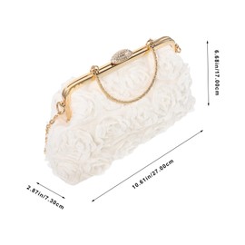 BESPORTBLE Elegant Evening Clutch Bag for Women Floral Design Crossbody Purse with Chain for Parties Weddings and Special Occasions Capacity for Essentials