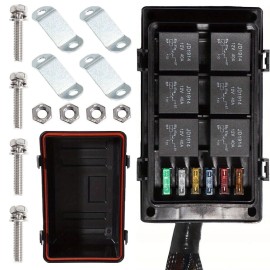 Unbranded Auto Waterproof Fuse 5-Pin Relay Box Block Kit – 10pcs ATC/ATO Blade for CarAuto