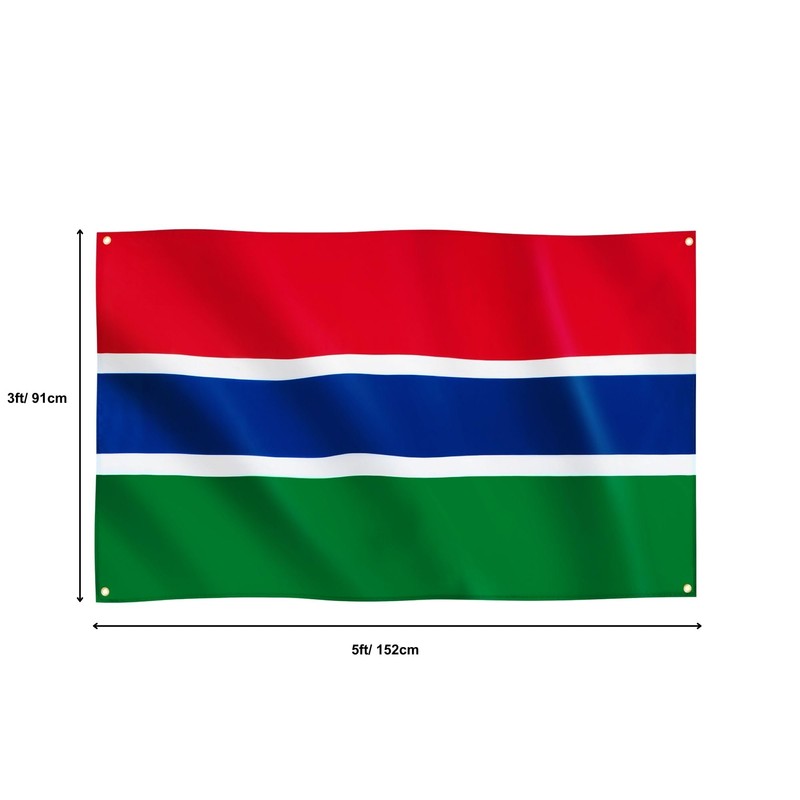 Runesol The Gambia Flag, 91x152cm, 3ft x 5ft, 4 Grommets,