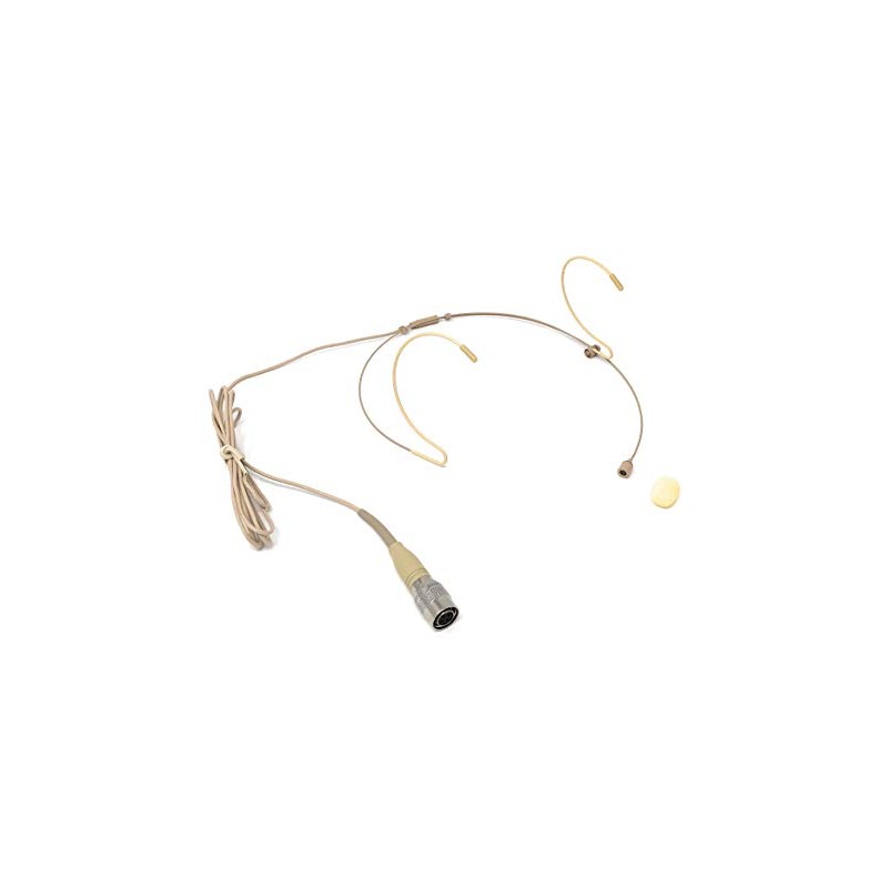 Beige Double Earhook Headset Microphone w/ 4 pin Mini XLR