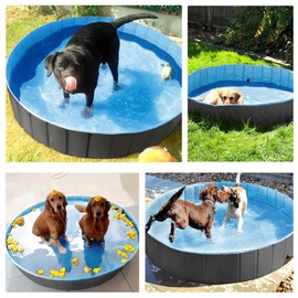 Yaheetech Foldable Hard Plastic Extra Large Dog Pet Bath Swimming Pool Collapsible Dog Pet Pools Bathing Tub Paddling Pool for Large Pets Dogs Cats, Black/Blue/Gray/Red, XXL/XL/L/M