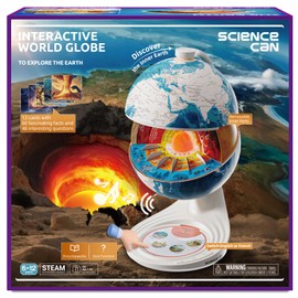 Science Can Openable Globe for Children, Interactive World Globe Talking Model with Knowledge & Quiz Mode, Bilingual Stem Toys for Kids, Ideal Birthday Gift for Boys and Girls Age 6-12
