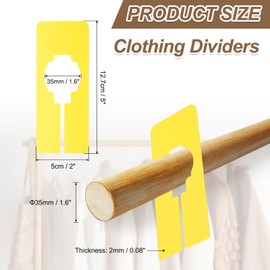 PATIKIL 16 Pcs Rectangle Clothes Dividers, 5 Inch Blank Clothing Rack Divider Sorting Clothes Size Reusable Wardrobe Hanger Separator with Pen, Yellow