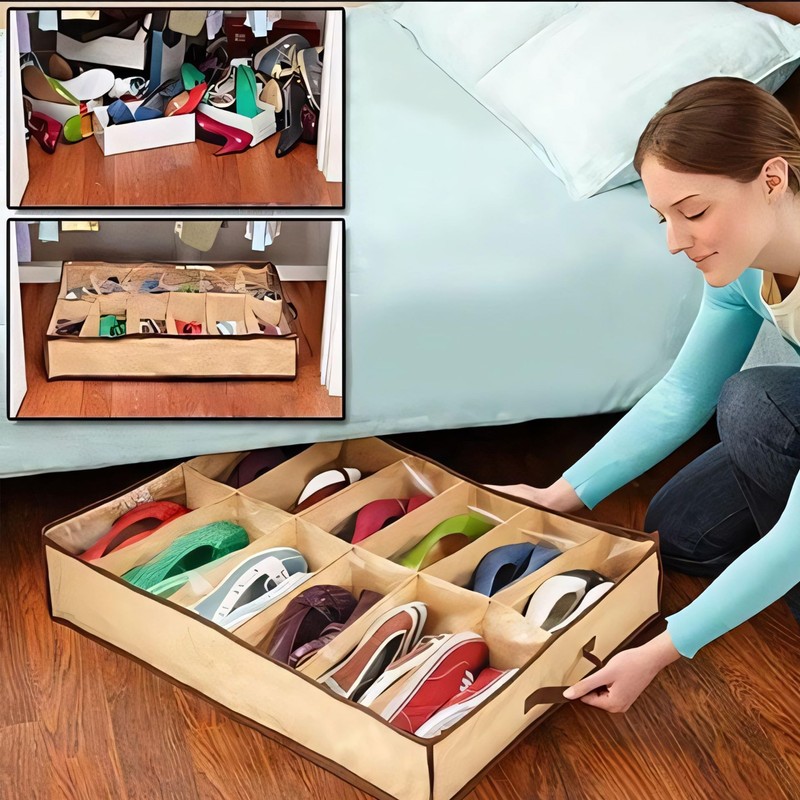 Retoo Underbed Storage Box for Shoes, Foldable Underbed Storage Boxes,