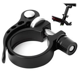 Bike Seat Post Clamp Bicycle Seat Quick Release Tube Clamp Aluminum Alloy Seatpost Collar Release Saddle Clip for MTB Road Folding Casual Track Mountain Bike (Black-34.9mm, 34.9mm)