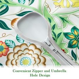 UMINEUX Outdoor Tablecloth with Umbrella Hole and Zipper, Spring/Summer Waterproof Table Cover for Picnic/BBQ/Garden