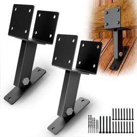 YUEYIN Heavy Duty Metal Brackets for Gazebo Roof Posts - Adjustable 90° Support for 4x4/4x6 Lumber, Wind & Snow Resistant, Includes Screws & Drill Bits, Black (2Pcs)