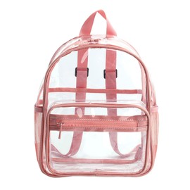 FIYUK Clear Backpack See Through Waterproof Book Bag Casual Daypack for School Travel Work Sports, Pink