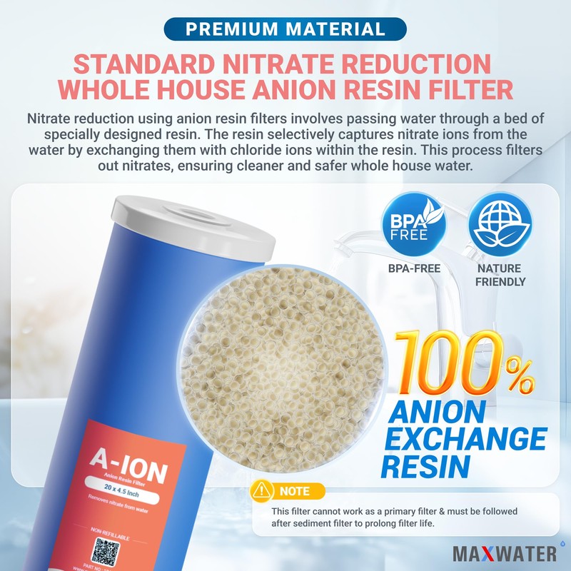 20" BB Anion Resin Filter for Tannin + Nitrate Reduction