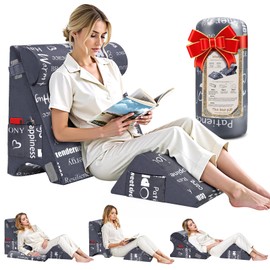 Wedge Pillow Set 3PCS Bed Wedge Pillows for Sleep Acid Reflux GERD, Triangle Adjustable Support Pillow with Positive Words for Back/Knee/Leg Support Snoring Relief, Cooling Foam Top Washable Cover