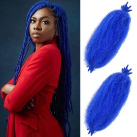 Afro Twist Hair 30 Inch 2 Packs, Springy Afro Twist Hair Pre Fluffed Spring Twist Hair Pre Separated Wrapping Hair for Soft Locs Hair Extensions (30 Inch (Pack of 2), Blue#)