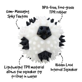 Gnawsome 3.5” Squeaker Soccer Ball Dog Toy - Medium, Promotes Dental and Gum Health for Your Pet, Colors Will Vary