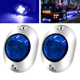 YnGia 2PCS Side Marker Lights LED Position Side Lamps Trailer Truck Indicator Side Light Waterproof Front Rear Clearance Marker Lamp 12V 24V for Trailer Van Caravan Lorry Car Bus (Blue)
