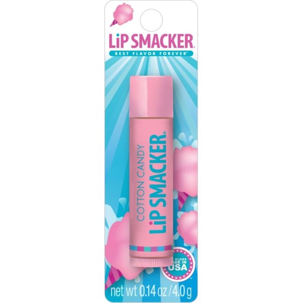 Lip Smacker Cotton Candy Flavoured Lip Balm for Children, Extra Moisturising and Refreshing, Transparent, Pack of 1